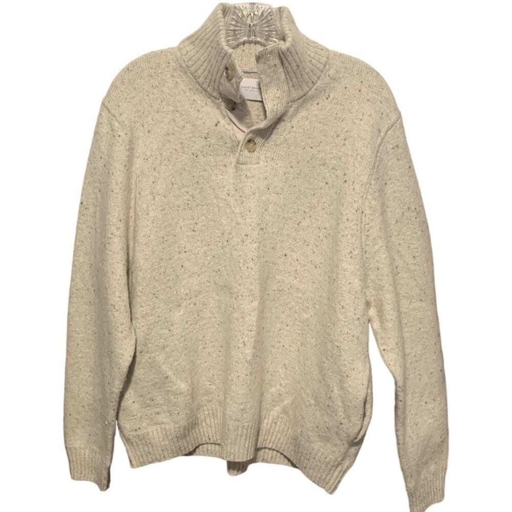 Lucky Brand Sweater XXL Speckled 3-Button Pullover Cotton Wool Blend Men's